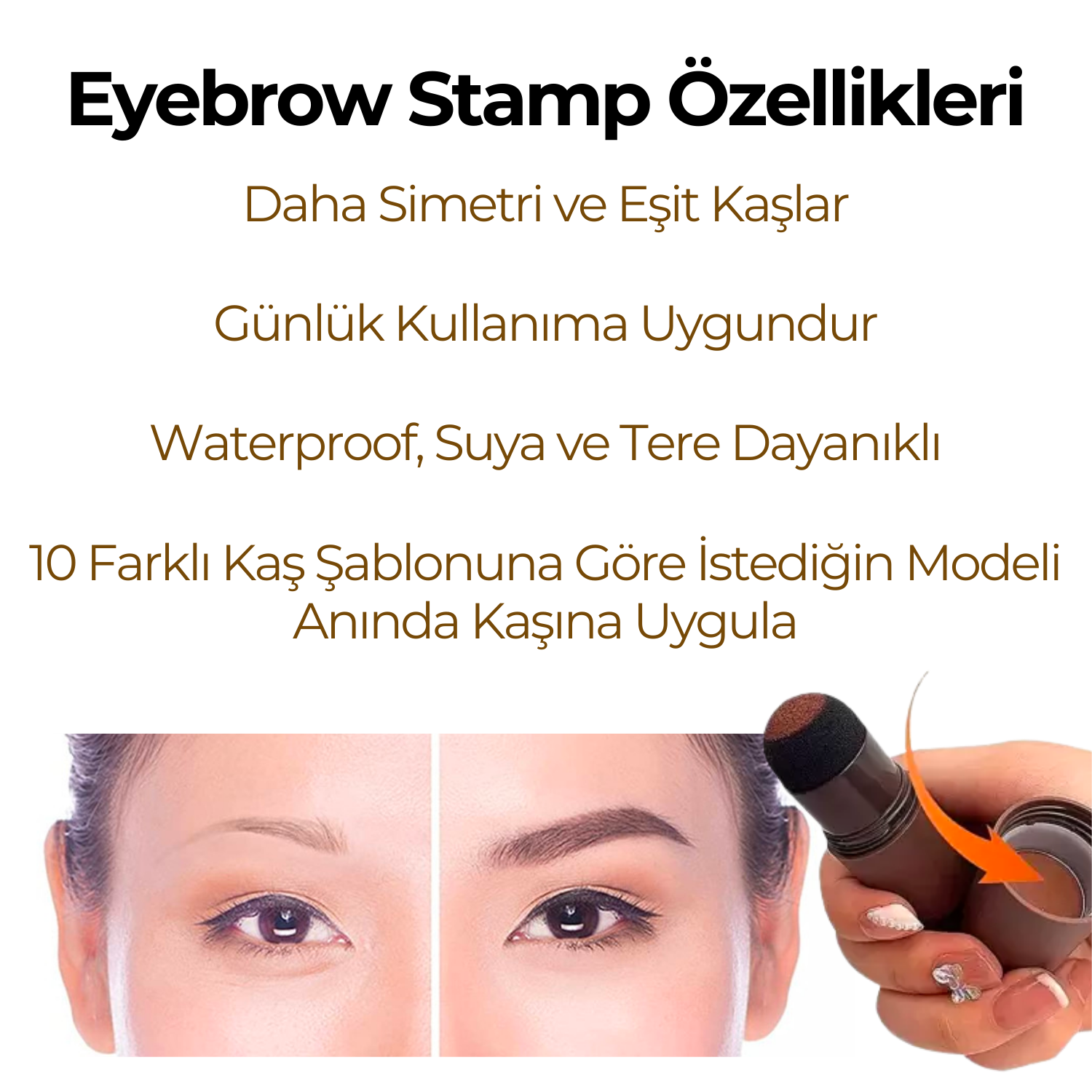 Eyebrow Stamp Kaş Pudrası ve Şekillendirme Kiti | Kahverengi