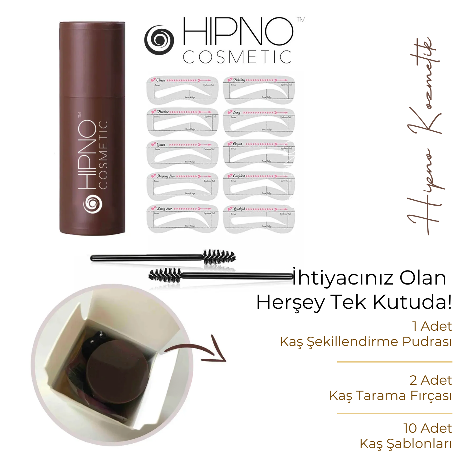 Eyebrow Stamp Kaş Pudrası ve Şekillendirme Kiti | Kahverengi